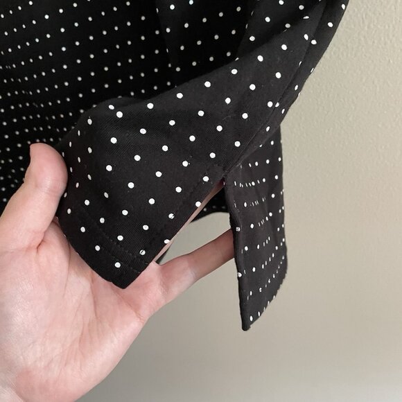 Quacker Factory Sz L Black Polka Dot Pearl Charm Keyhole 3/4 Sleeve T-Shirt NWOT - Picture 3 of 11